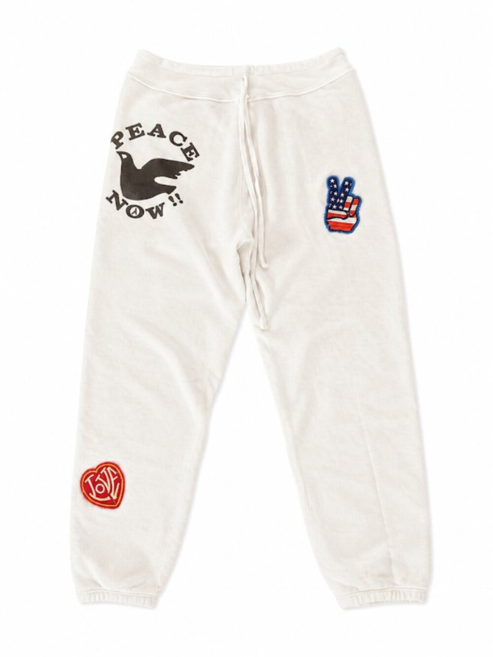 Made Worn Sweatpants size Small white "Peace Now"
